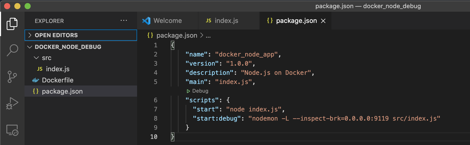 Docker Node.js package.json