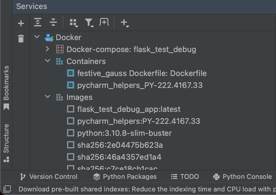 PyCharm Services Docker