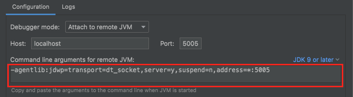 Springboot IntelliJ Debug Config JVM 