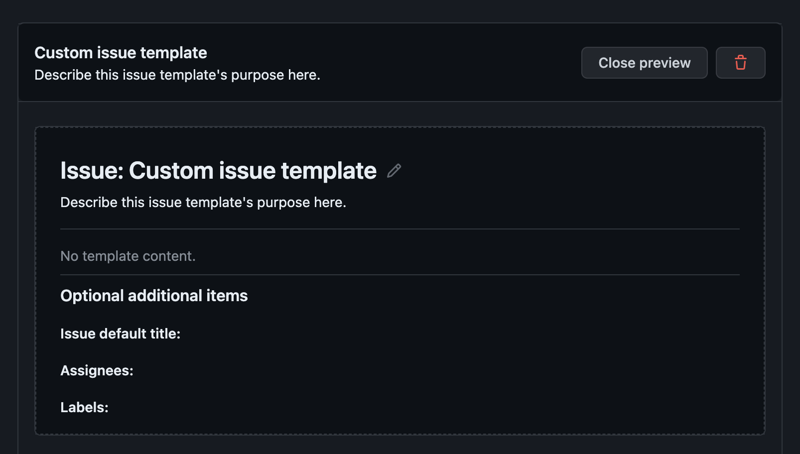 GitHub Issue custom template