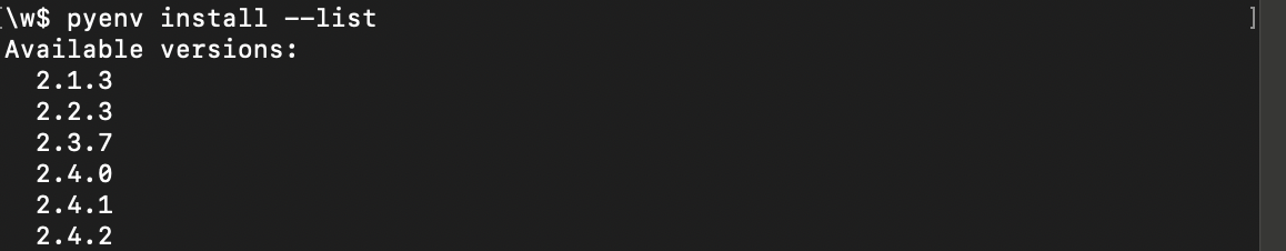pyenv install --list